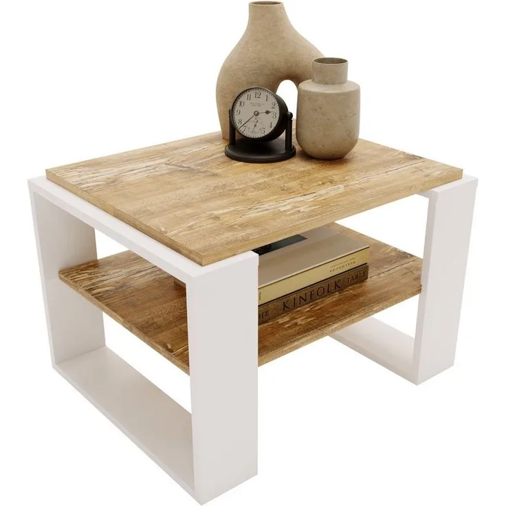 CraftPAK Couchtisch Wohnzimmertisch aus hochwertigem Holz - Couchtisch 54T x 63B x 44H cm