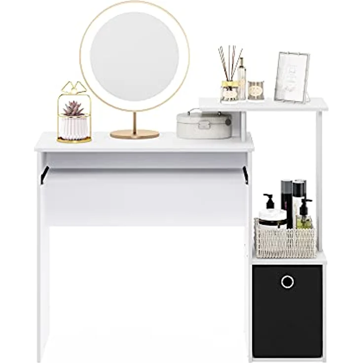Furinno Econ Mehrzweck Home Office Computer Schreibtisch mit Ablage und Einschub, holz, Weiß/schwarz, 40. 01x40. 01x86. 61 cm – Bild 9