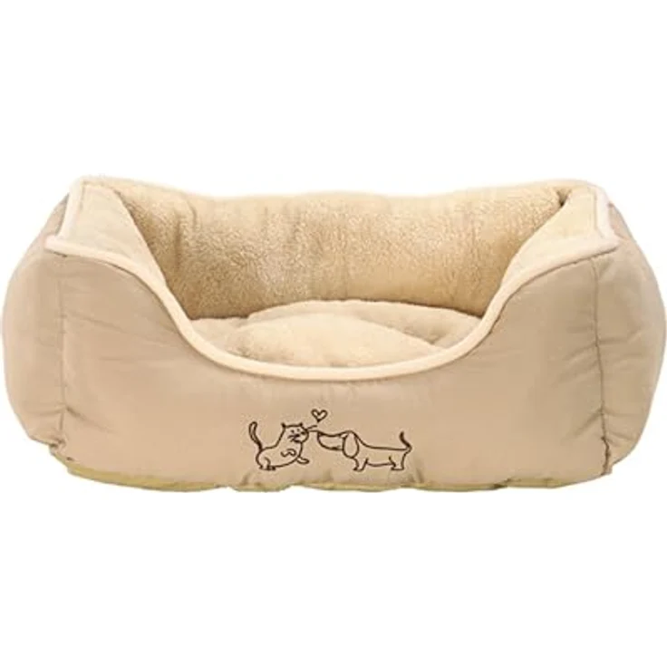Dehner Tierbett Hunde-/Katzenbett Sammy, beige, versch. Größen, hochwertiges Hundebett/Katzenbett, mit herausnehmbarem Liegekissen – Bild 2