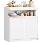 Sideboard, Küchenschrank mit 2 Türen, Buffetschrank mit Offener Fläche, Aufbewahrungsmöbel, verstellbare Einlegeböden, Küche, Wohnzimmer, 40 x 80 x 85 cm, Weiß