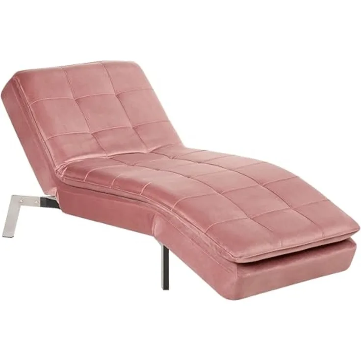 Chaiselongue Samtstoff rosa verstellbar LOIRET