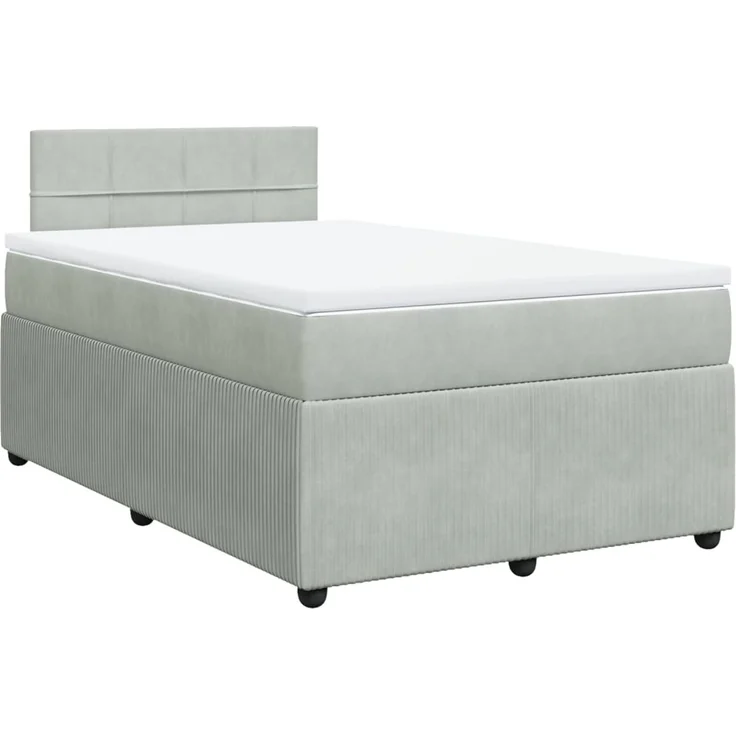 vidaXL Boxspringbett mit Matratze Hellgrau 120x200 cm Samt 3287710 – Bild 2