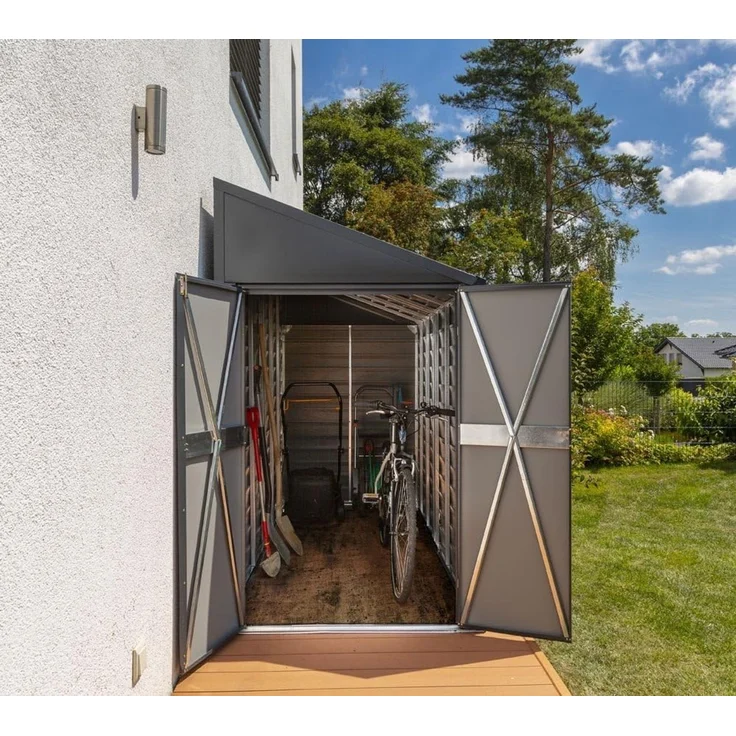 Spacemaker Metall Gerätehaus Anlehnhaus 47 | Grau – Bild 3