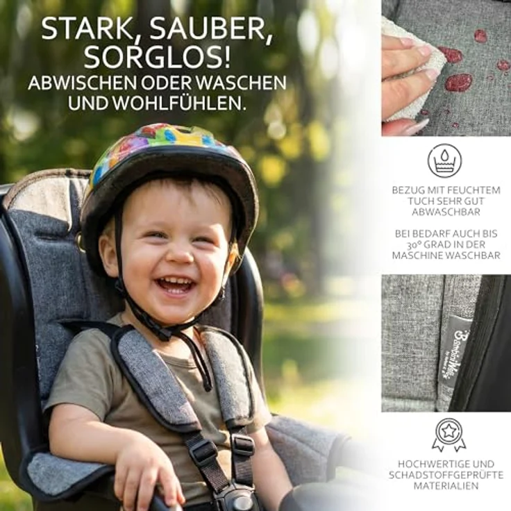 BAMBINIWELT Ersatzbezug Sitzkissen Bezug Auflage für Fahrradsitz kompatibel mit Römer Jockey Design MOD 5 (marine rote Blumen) – Bild 5