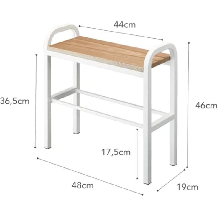 Yamazaki Schuhregal "Tower" 48x46x19cm, Schuhständer, kleine Schuhablage in weiß 48cm, für 2 Paar Schuhe, mit Ablage – Bild 10