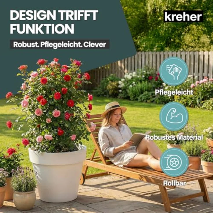 Kreher Pflanzkübel Rollbarer XXL Pflanzkübel "LIKE" Ø 79 cm in verschiedenen Farben (1 St) – Bild 7