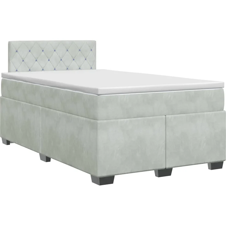 vidaXL Boxspringbett mit Matratze Hellgrau 120 x 190 cm Samt 3450668 – Bild 2