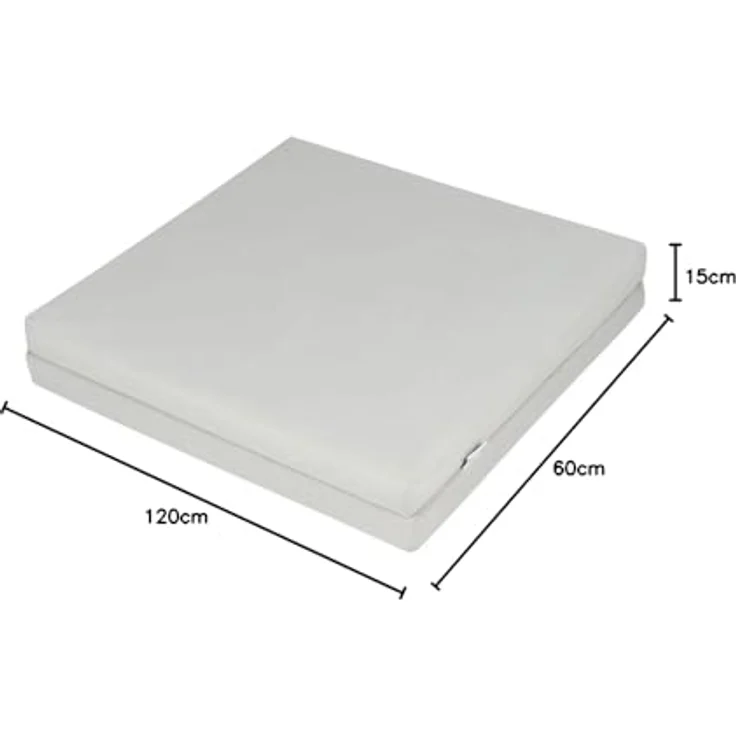 TINÉO – Klappmatratze 2 Teile für Regenschirmbett – Faltbare Matratze für unterwegs – 60 x 120 x 4 cm Grau – Bild 4