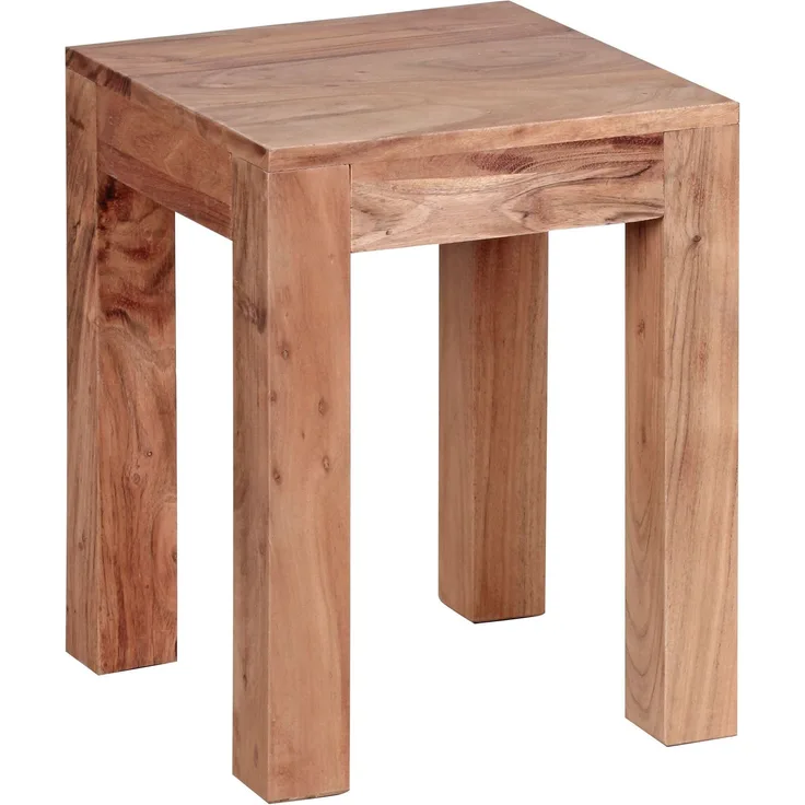Wohnling Beistelltisch Massiv-Holz 35x35 cm Wohnzimmer-Tisch Design braun