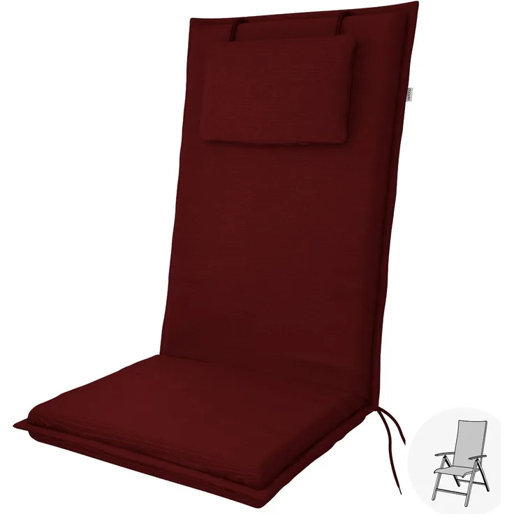 Doppler Sitzauflage "Elegant" High, bordeaux, für Hochlehner (119 x 48 x 6 cm)