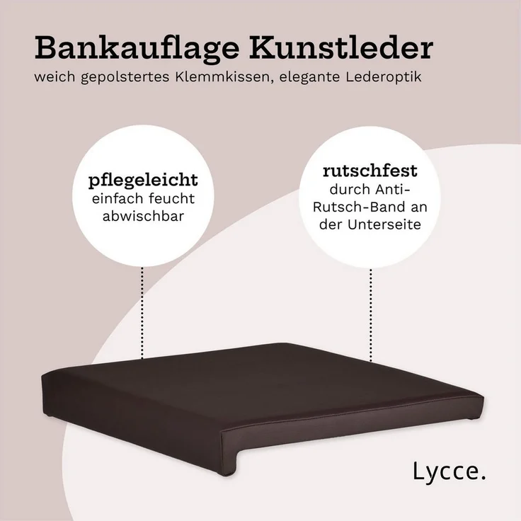 Lycce Bankauflage Klemmkissen, Sitzkissen 1 Leiste, 35cm Klemmtiefe, weich gepolstert, (1 St), verrutscht nicht, hochwertiger Kunstlederbezug, verschiedene Farben – Bild 2