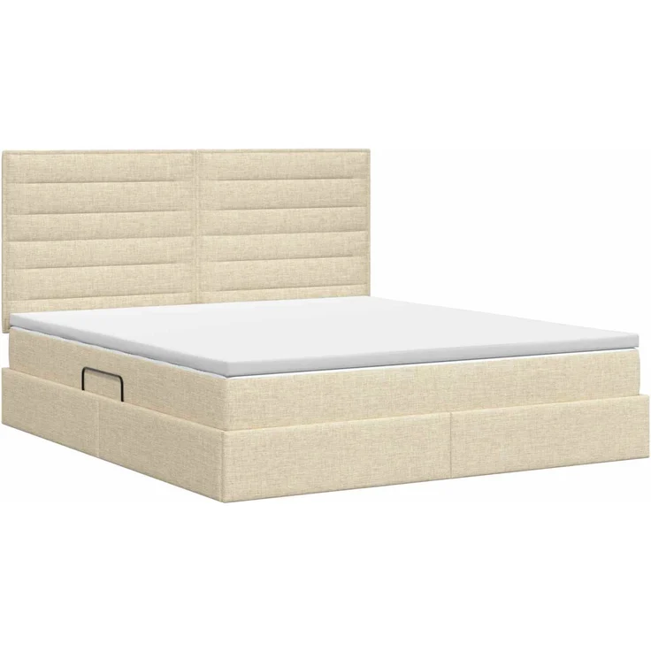 vidaXL Aufbewahrungsbett mit Matratze Creme 160 x 200 cm Stoff 3459454 – Bild 8