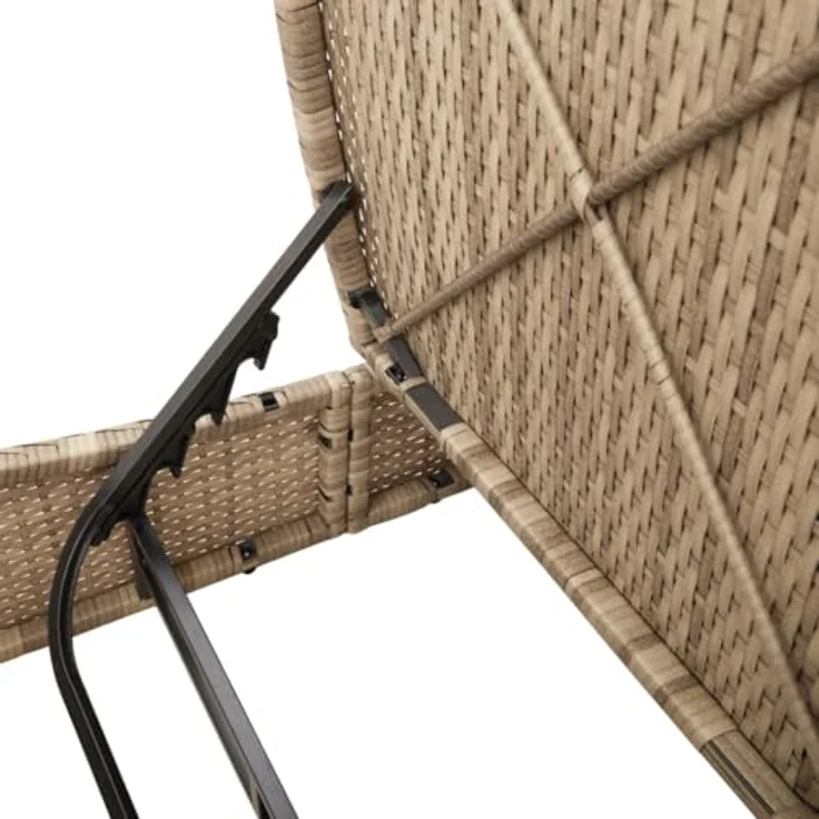 vidaXL Doppel-Sonnenliege mit verstellbarer Rückenlehne und abnehmbaren Kissenbezügen, Beige Poly Rattan – Bild 8