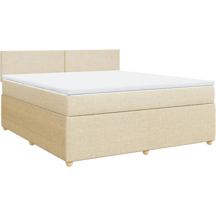 vidaXL Boxspringbett mit Matratze Creme 180x200 cm Stoff 3289833 – Bild 3