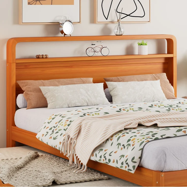 CHICFURN Ausziehbett aus Holz Natur 140x200 cm mit Gästebett 90x190 cm – Bild 5