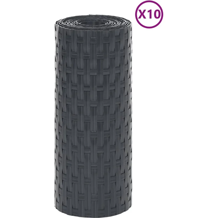 vidaXL Balkon-Sichtschutze 10 Stk. Anthrazit 255x19 cm Poly Rattan 156311 – Bild 2