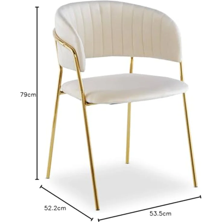 Menzzo Tabata Stuhl, Velours, Beige, L53,5 x T52,2 x H79 cm – Bild 2