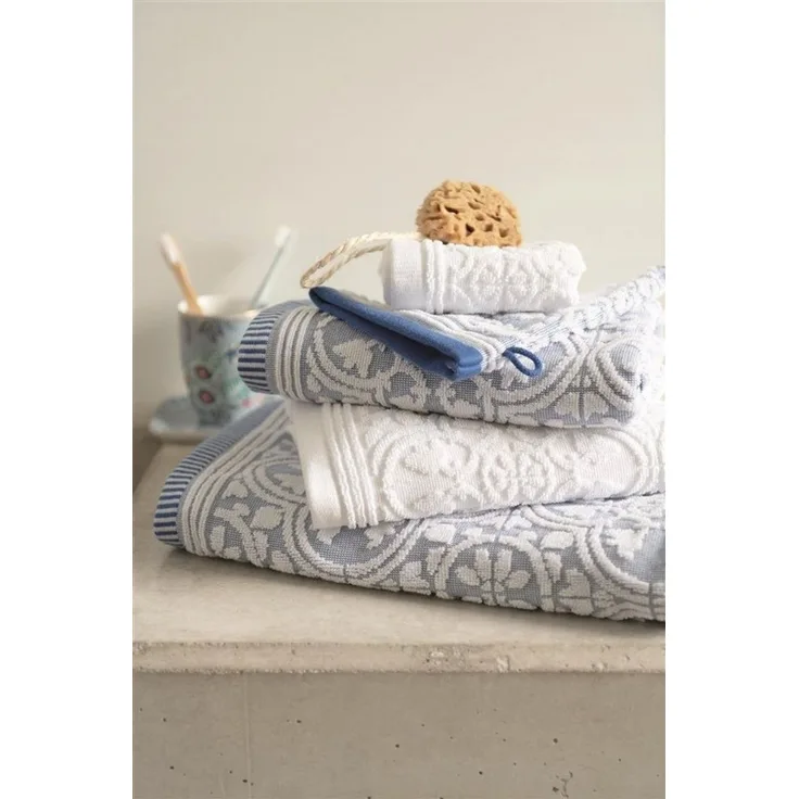 PiP Studio Handtuch Tile Pip White 55X100 Set A 3 Weiß 100% Cotton, terry, 500 GSM 55, Baumwolle (1-St), Handtuch Frottetuch