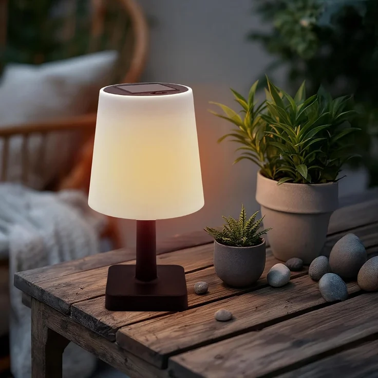 Spetebo LED Solarleuchte Tischleuchte für Außen und Innen - 23 x 12 cm, Solar, LED fest integriert, warmweiß, Deko Garten Tischlampe – Bild 1