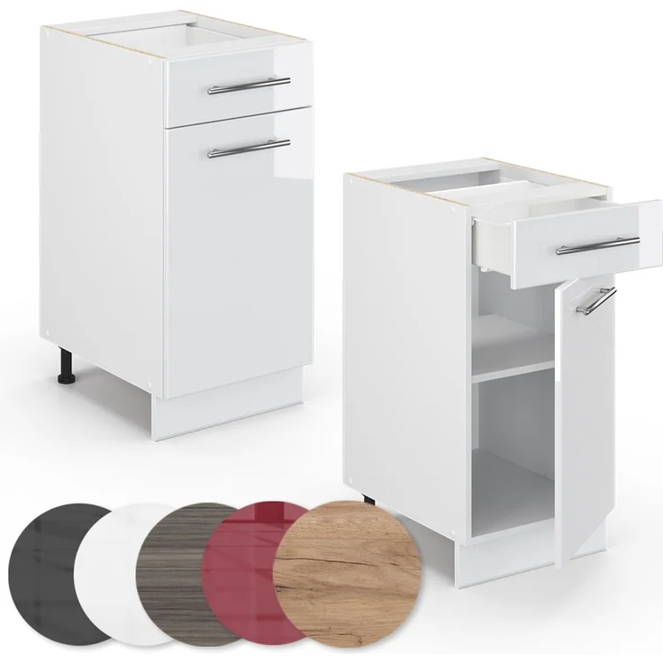 Küchenunterschrank Fame-Line Weiß Hochglanz 40 cm ohne Arbeitsplatte Vicco – Bild 5