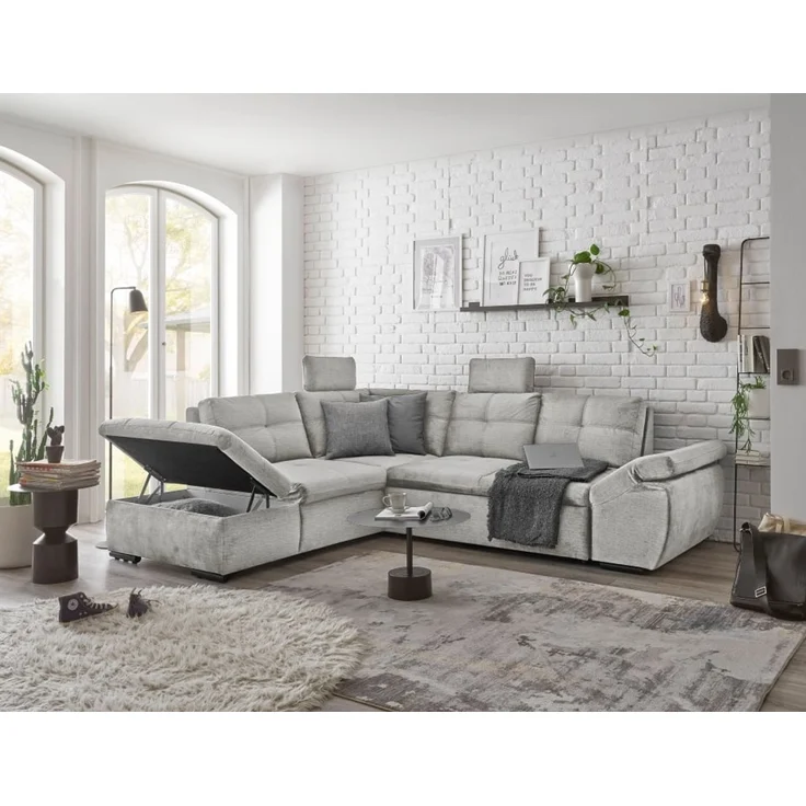 Alija Luxus-Schlafsofa mit verstellbarer Armlehne und Nosagfederung in Samtoptik – Wählbar in Silver, Grey oder Black – Bild 3