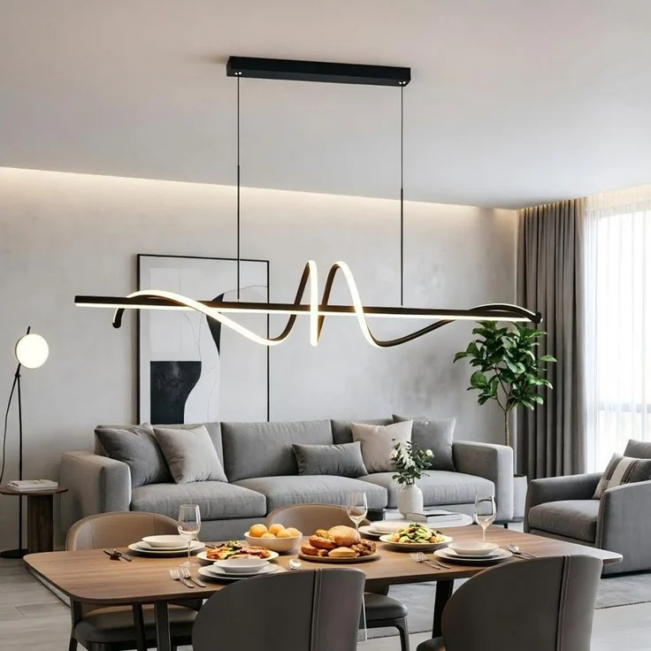 JDONG LED Pendelleuchte Schwarz 90cm Moderne Spirale höhenverstellbare Hängeleuchte, Pendelleuchten dimmbar mit Fernbedienung, flimmerfrei augenschonend, Kronleuchter 3000K–6000K Farbtemperatur, für Esszimmer, Wohnzimmer, Kücheninsel & G... – Bild 3