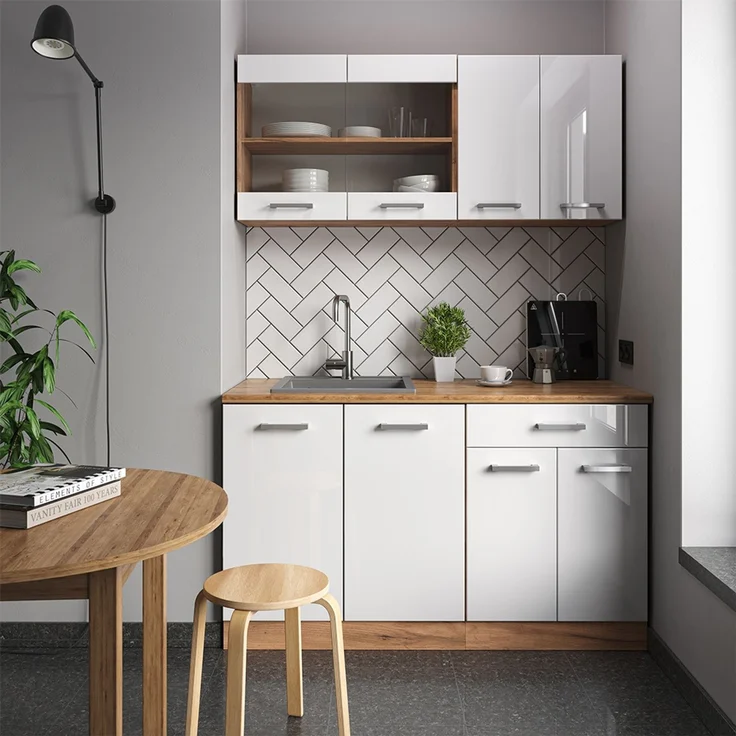 Küchenfront R-Line Weiß Hochglanz 36.4 x 59 cm Möbelfront für den Eckhängeschrank Vicco – Bild 3