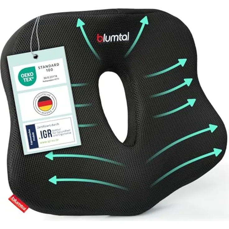 Blumtal Sitzkissen Ergonomisches Sitzkissen, Hämorrhoiden Sitzkissen, ideal für Büro & Auto