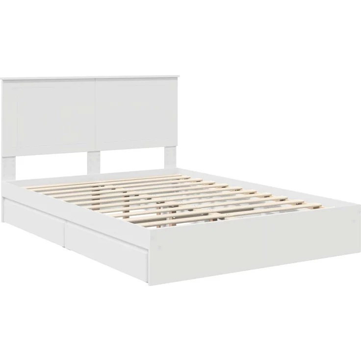 vidaXL Aufbewahrungsbett mit Kopfteil Weiß 140 x 190 cm Holzwerkstoff 3411208 – Bild 3