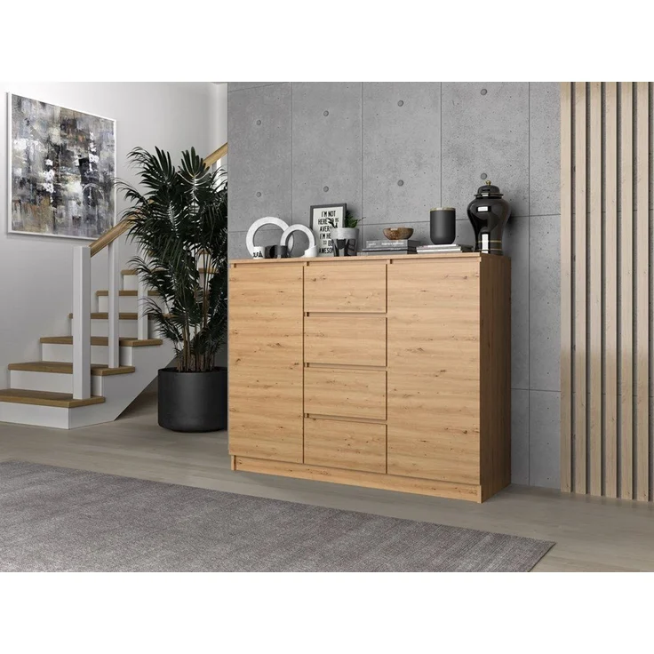 ibonto NACHTKOMMDE HANDWERKLICHE EICHE 40x120x97cm (H 97 x T 40 x B 120 cm) – Bild 5