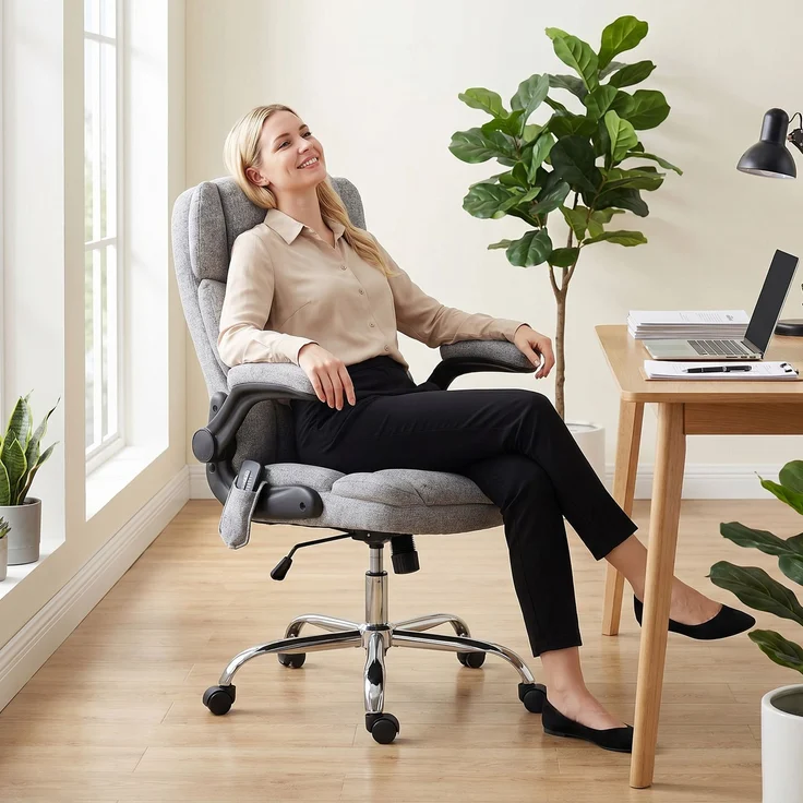 4-Punkt-Massage-Bürostuhl mit Heizfunktion und klappbaren Armlehnen, grau – Bild 7