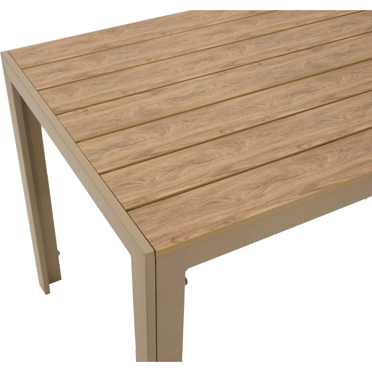 DEGAMO SORANO Gartentisch, Alu + Kunstholz, champagnerfarben/braun, 125x70cm – Bild 2