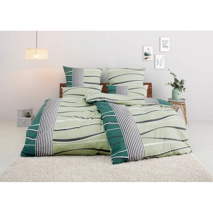 OTTO home Bettwäsche Renu in Gr. 135x200 oder 155x220 cm, Linon, 2 teilig, Bettwäsche aus Baumwolle, grafische Bettwäsche mit Wellen-Design – Bild 1