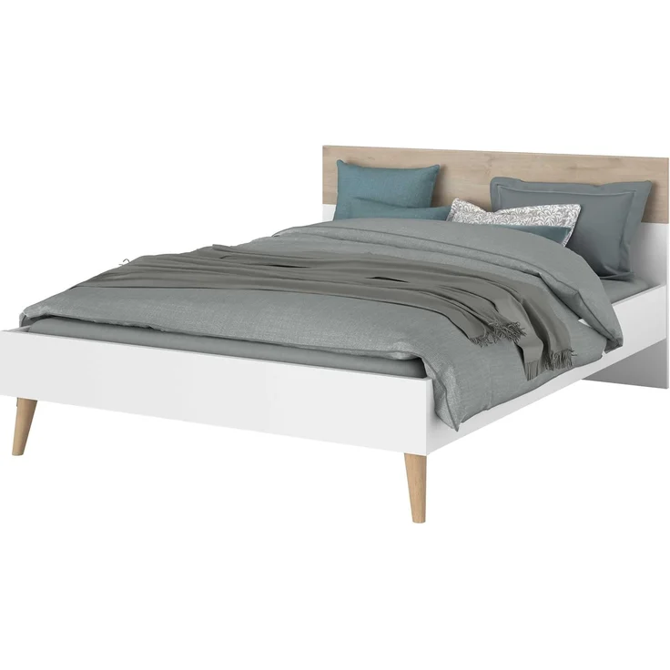 Bett für Erwachsene – Aalborg – 160 x 200 cm – Weiß/Eiche PARISOT – Bild 5