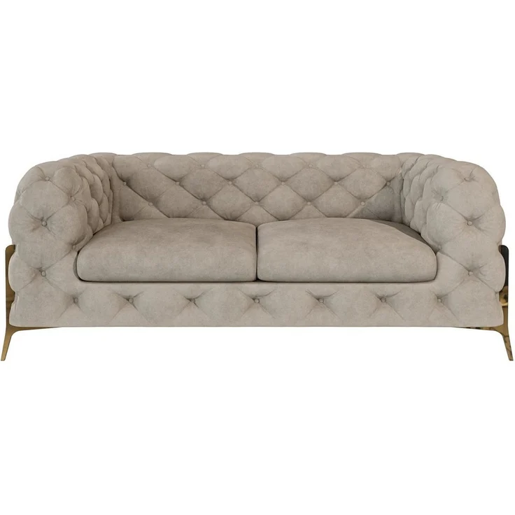 S-Style Möbel Chesterfield-Sofa Ashley Chesterfield Sofa mit Goldene Metall Füßen, mit Wellenfederung – Bild 2