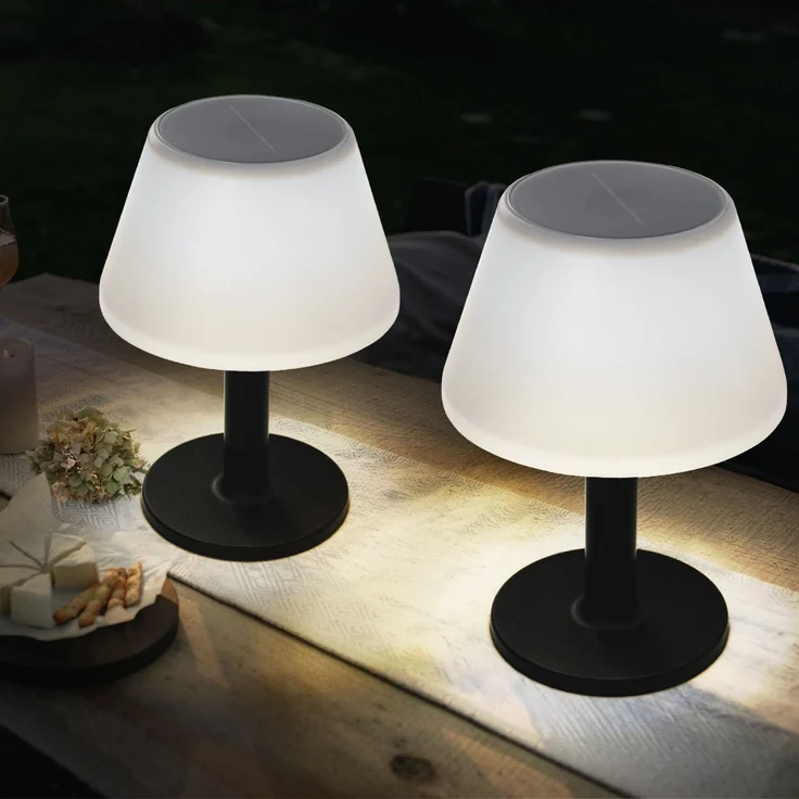 Kynast Solar LED Tischlampe warmweiß schwarz 2-Lichtstufen Außenbereich – Bild 7