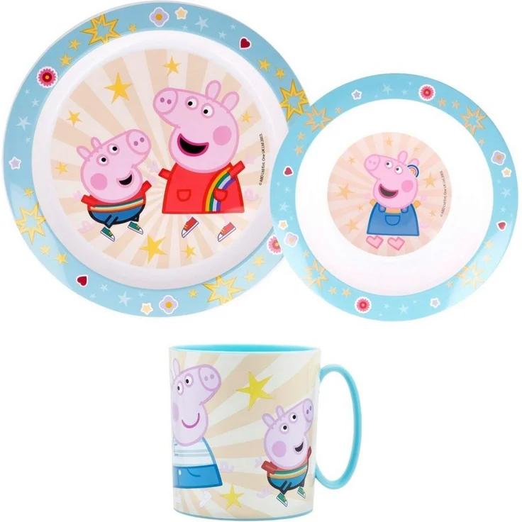 Peppa Pig Kindergeschirr-Set Peppa Wutz Kinder Geschirr-Set 3 teilig (3-tlg), 1 Personen, Kuststoff, Becher Teller Schüssel - Molly George – Bild 5