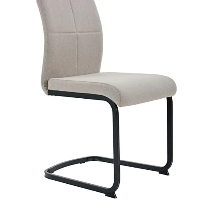 Hela Tische, 2er Set Schwingstuhl Esszimmerstuhl Turin, Webstoff Schlamm, Steppung, Oeko-TEX, Metallgestell Vierkantrohr Schwarz, belastbar 120kg – Bild 12