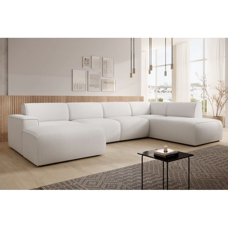 AX LIVING XXL Sofa U Form Didim Weiß 378cm breit, modern & großzügig R