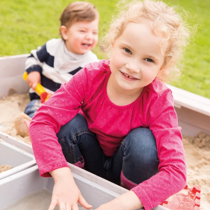 roba Sandkasten 'Outdoor+' mit 2 Spielwannen - wetterfest - Massivholz - Grau lasiert – Bild 7