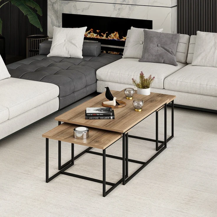 Skye Decor 'Levada - Walnut' Satztisch (3-teilig), Walnuss, 90 x 42 x 60 cm – Bild 2