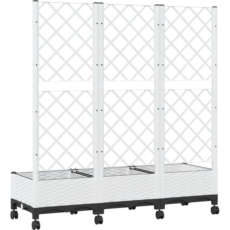 vidaXL Pflanzkübel mit Spalier und Rädern Weiß 120 x 40 x 131,5 cm PP 3423055 – Bild 5