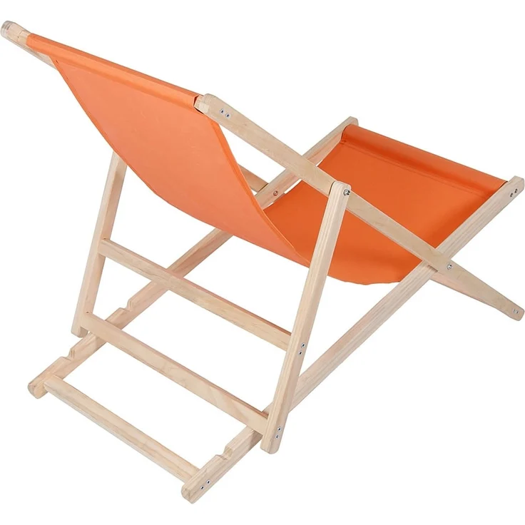 Sonnenliege Orange Strandmöbel Campingstuhl Holz klappbar Faltsitz Balkonsessel – Bild 3