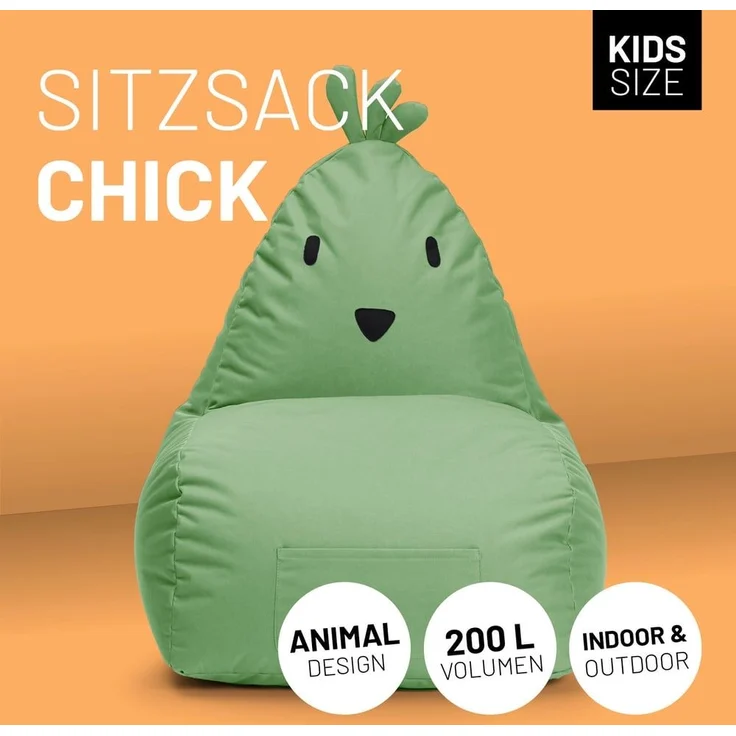 LUMALAND 'Animal Line Chicken' Kindersitzsack, indoor & outdoor, Polyester grün, 200 l – Bild 2