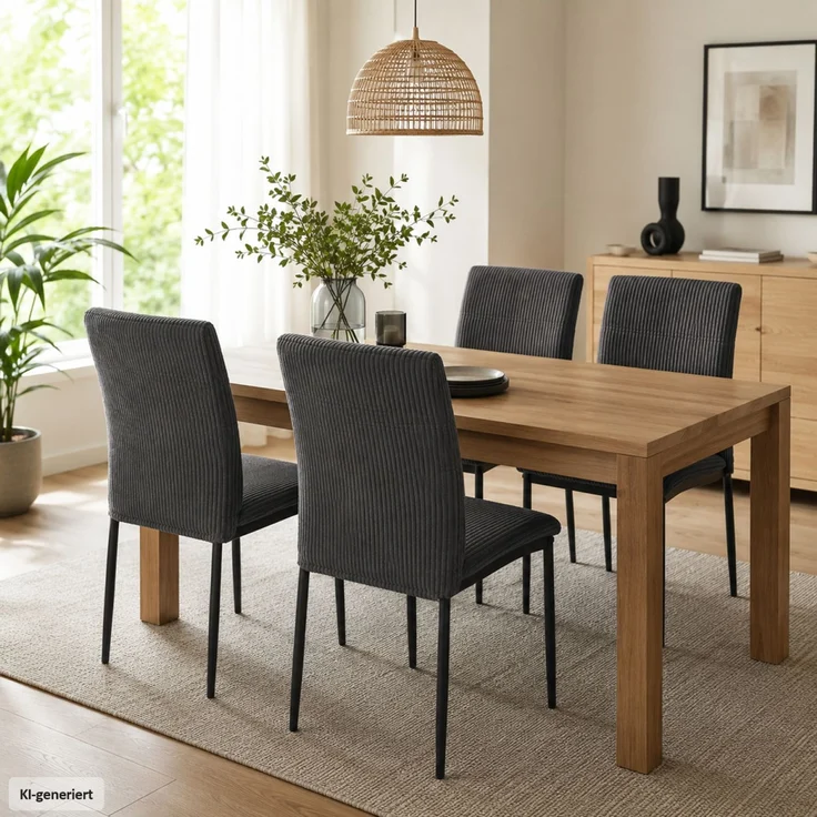 Stuhl Finn hellgrau cord – Bild 1