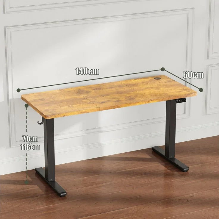 Furnicopia Schreibtisch Höhenverstellbarer Schreibtisch 120/140/160CM mit Kabelmanagement (Ergonomischer Computertisch für Homeoffice mit leisem Einzelmotor (50 dB), 4-Tasten-Handsteuerung mit 2 Memory-Positionen, einfache Montage in ca. 30 Minuten) – Bild 2