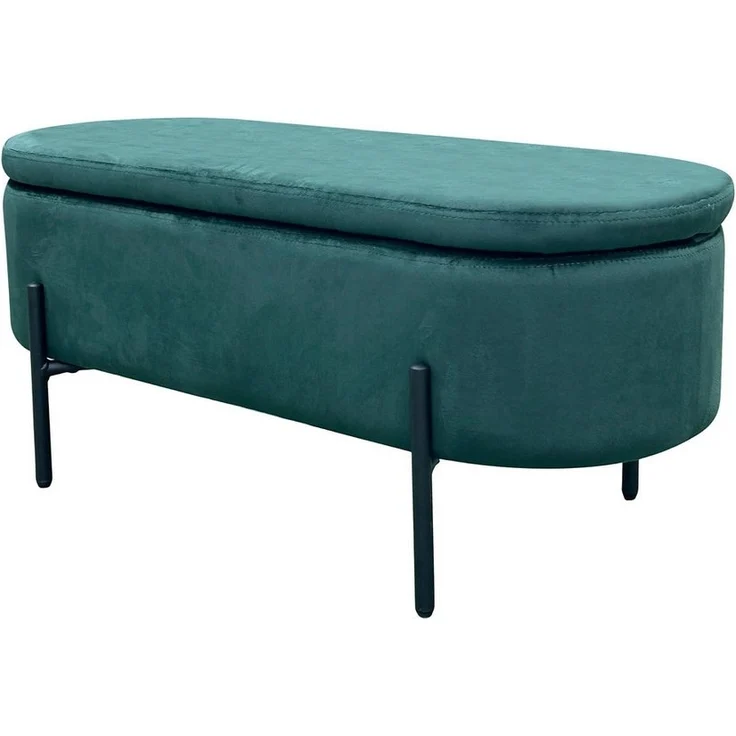 byLIVING Bank NOVA/Samt/Metall schwarz pulverbeschichtet/Polsterbank mit Stauraum/B 95, H 42, T 37,5 cm (Samt, dunkelgrün) – Bild 5