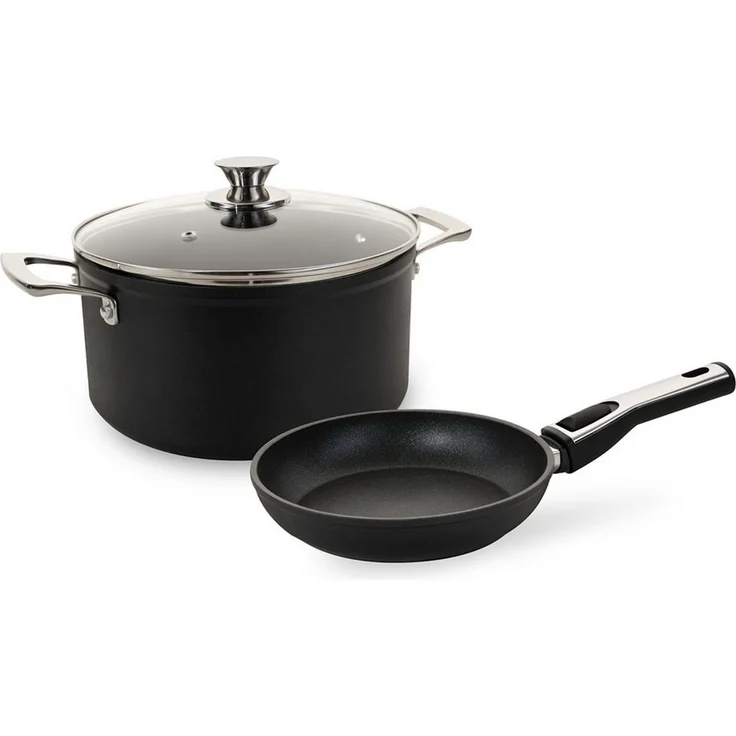Genius Topf-Set Cerafit Plasma Kochgeschirr Set 3-tlg Pfanne 20 cm + Topf 24 cm, Aluminium (Set 3-tlg), 3-lagige Antihaft-Beschichtung, induktionsgeeignet – Bild 1