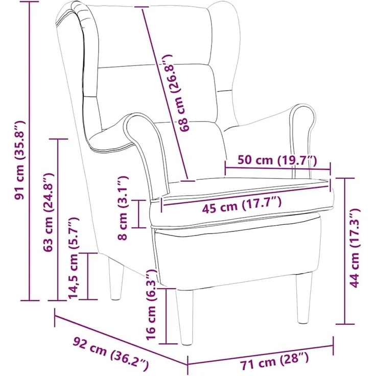vidaXL Sessel Creme 74x84x100 cm Stoff 4016902 – Bild 3