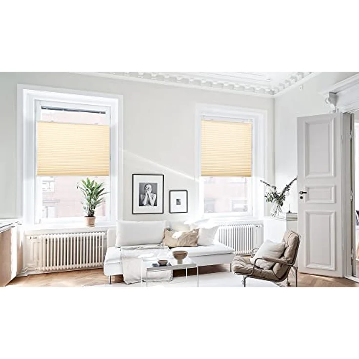 bobodeco Plissee ohne Bohren Klemmfix Faltrollo Jalousie Creme 100x130 cm (BxH), Plisseerollo Sichtschutz und Sonnenschutz Blickdicht Easyfix lichtdurchlässig Rollo für Fenster & Tür – Bild 9